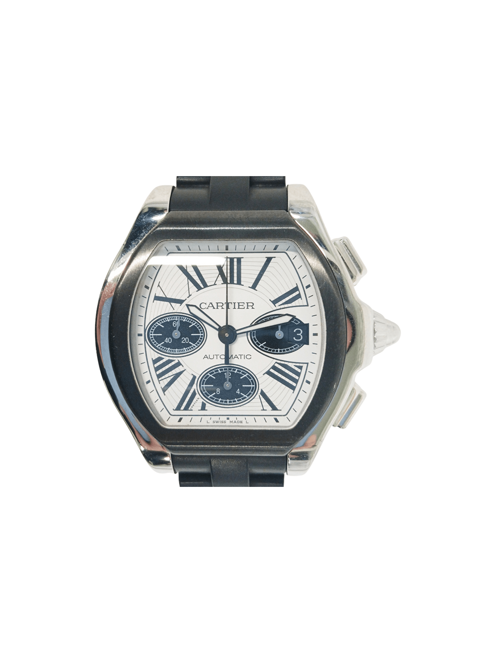 Cartier Roadster Chronograph Stainless Steel White Roman Dial W6206020