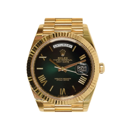 Rolex Day-Date 40 Yellow Gold Green Ombre Roman Dial 228238