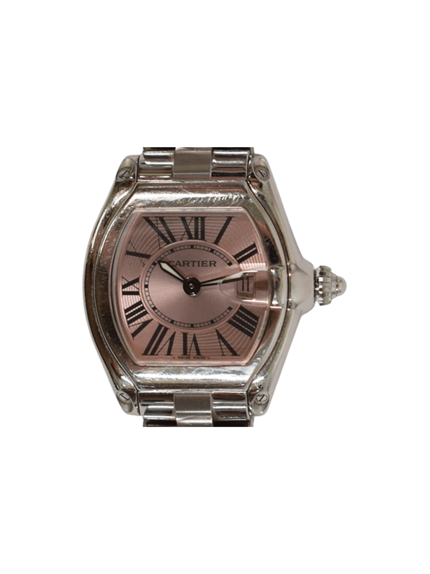 Cartier Roadster Stainless Steel Pink Roman Dial W62017V3