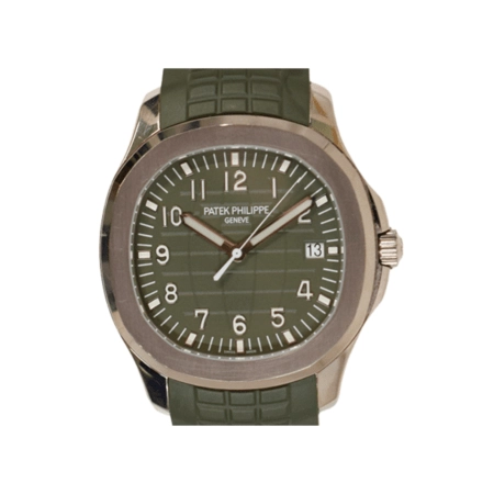 Patek Philippe Aquanaut Date Sweep White Gold Green Arabic Dial 5168G-010