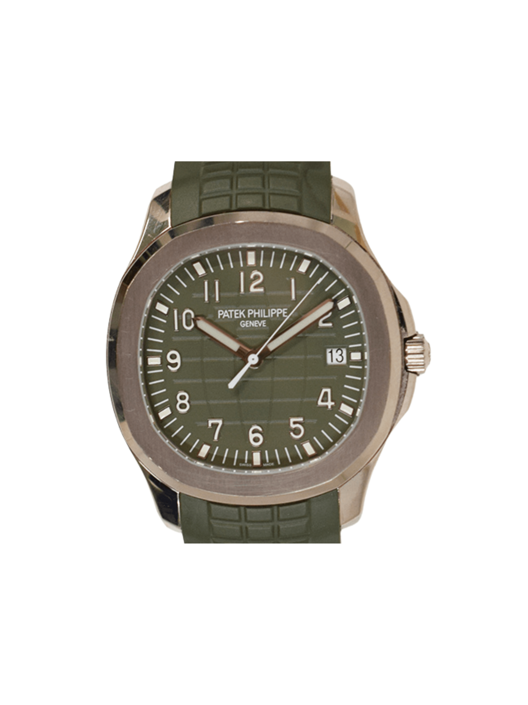 Patek Philippe Aquanaut Date Sweep White Gold Green Arabic Dial 5168G-010