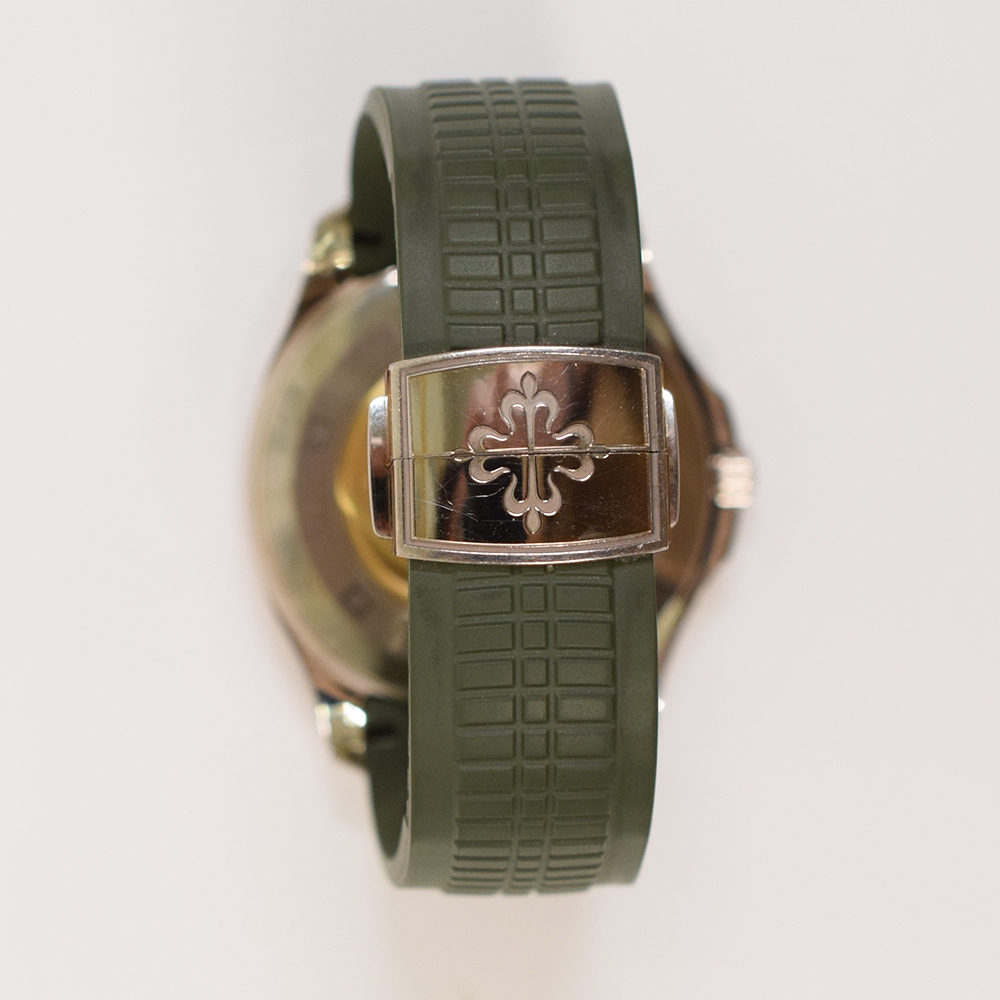 Patek Philippe Aquanaut Date Sweep White Gold Green Arabic Dial 5168G-010