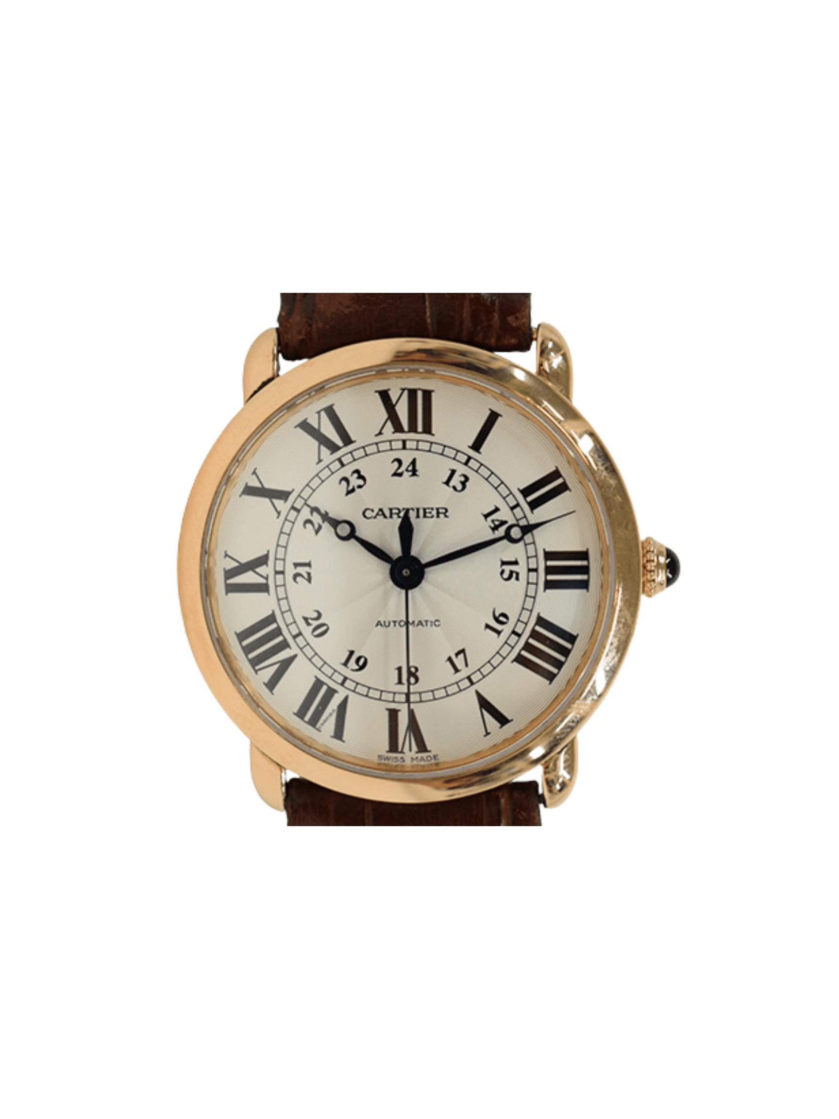 Cartier Ronde Louis Rose Gold Silver Roman Dial WGRN0006