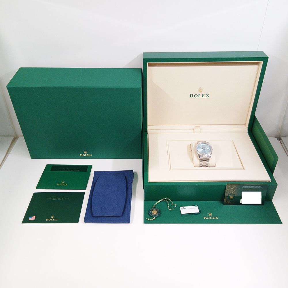 Rolex Day-Date President 40 Platinum Baguette Diamond Ice Blue Dial 228396TBR