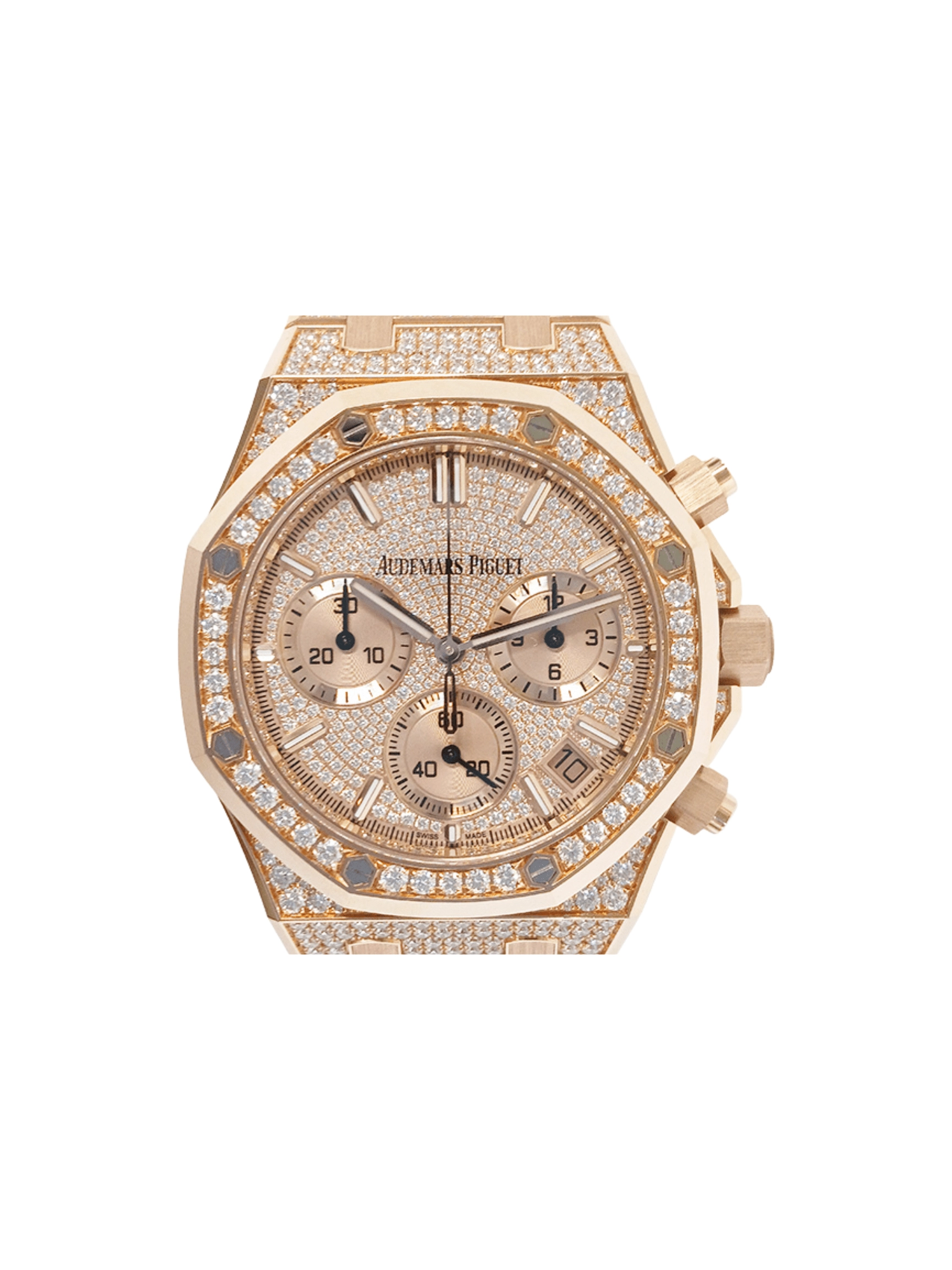 Audemars Piguet Royal Oak Chronograph Rose Gold Diamond Set Pave Diamond Dial 26242OR.ZZ.1322OR.02