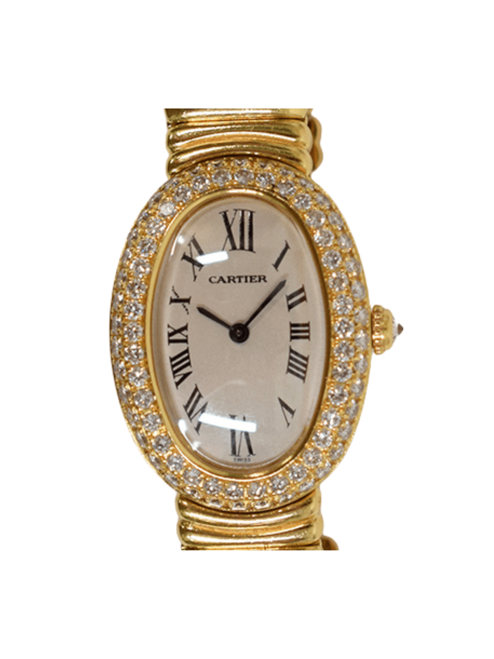 Cartier Baignoire Yellow Gold Silver Roman Dial BAIGNOIRE 2396