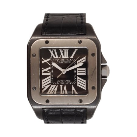 Cartier Santos 100 Titanium and Stainless Steel Black Roman Dial W2020010