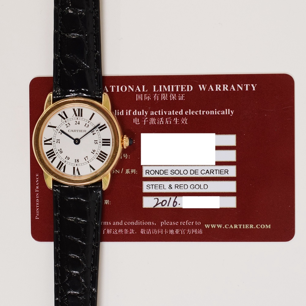 Cartier Ronde Solo De Cartier Steel and Red Gold Silver Roman Dial WGRN0006