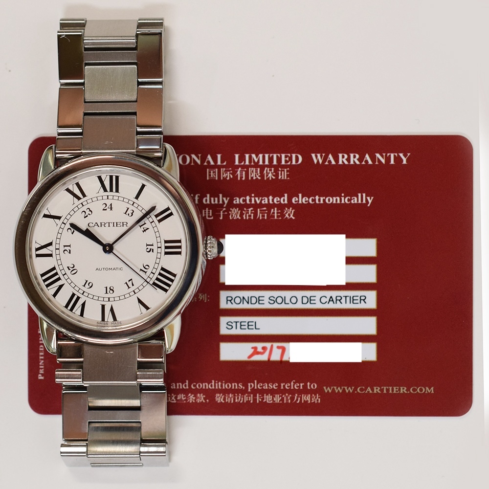 Cartier Ronde Solo Cartier Stainless Steel Silver Roman Dial WSRN0012