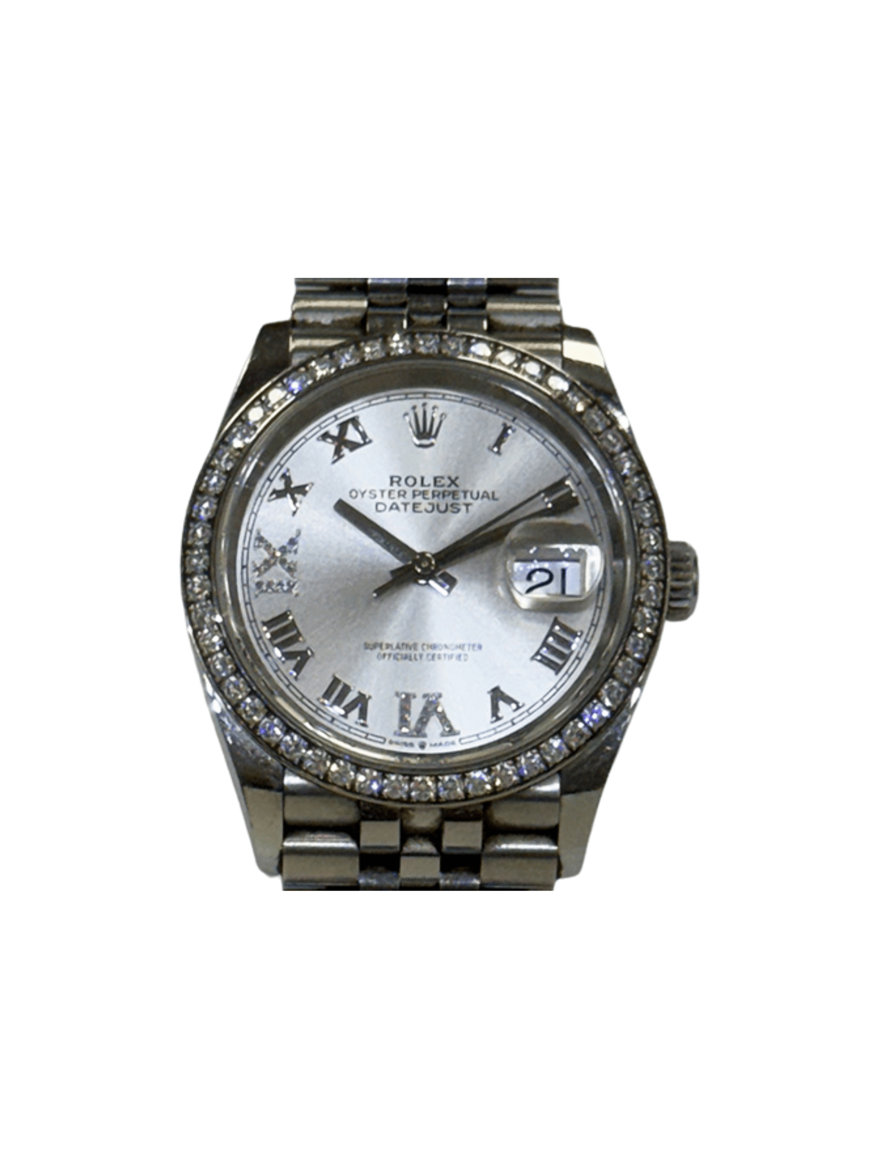 Rolex Datejust 36 Steel and White Gold Silver "VI&IX" Diamond Dial 126284RBR