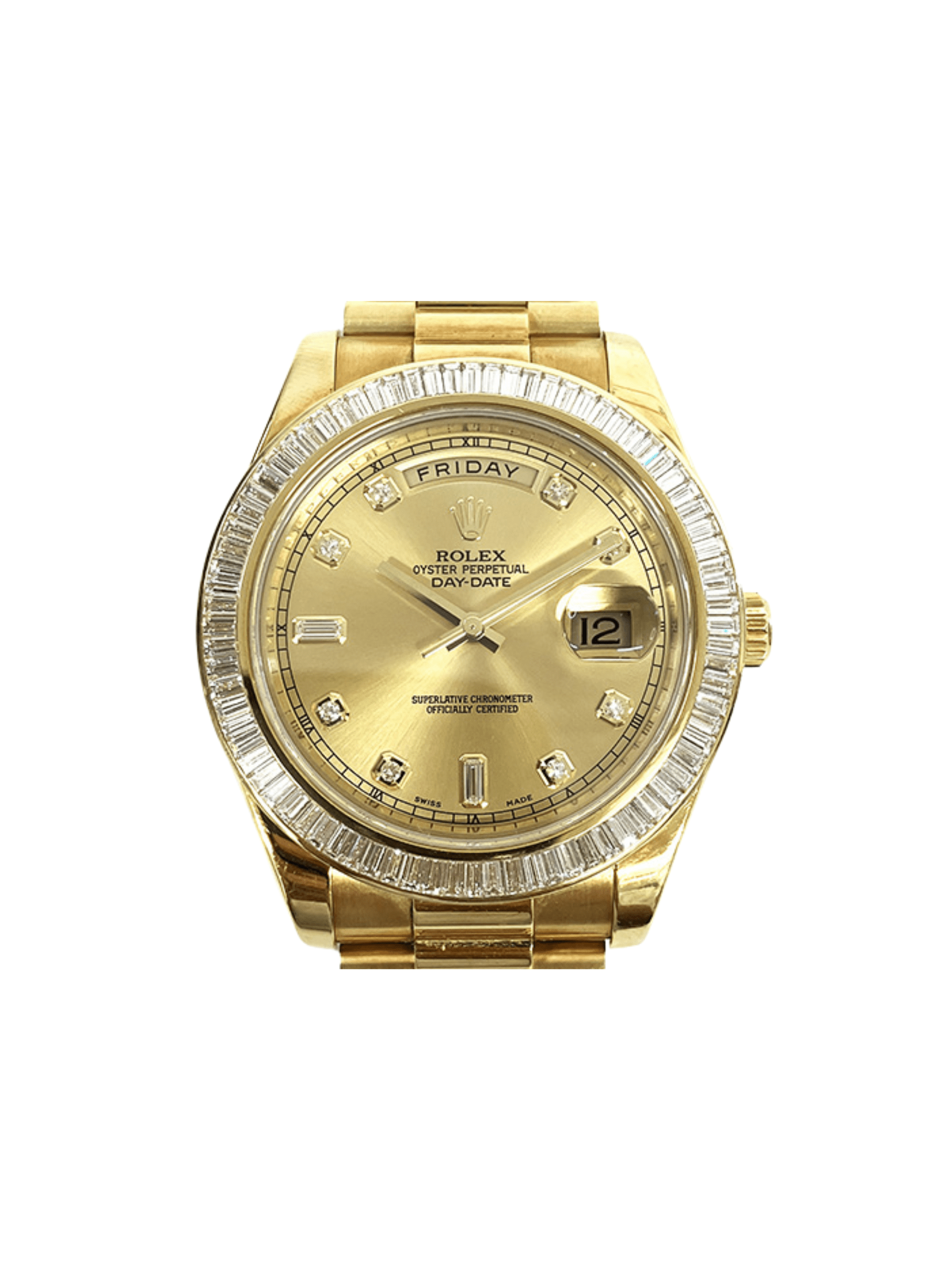 Rolex Day-Date II Yellow Gold Diamond Bezel Champagne Diamond Dial 218398BR