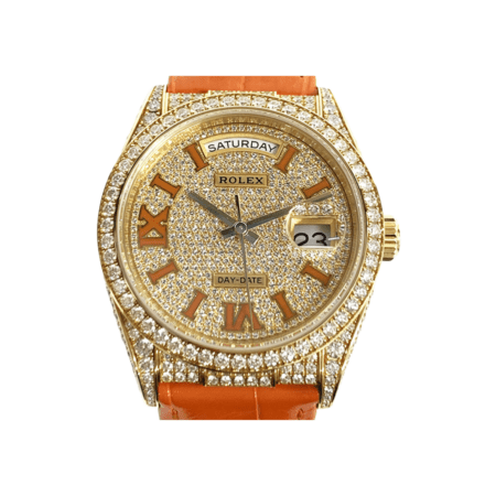 Rolex Day-Date Diamond Bezel Yellow Gold Pave Diamond Dial 128158RBR