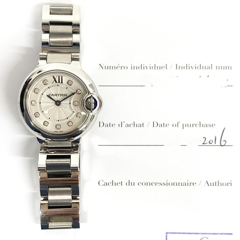Cartier Ballon Bleu Stainless Steel Silver Diamond Dial WE902073