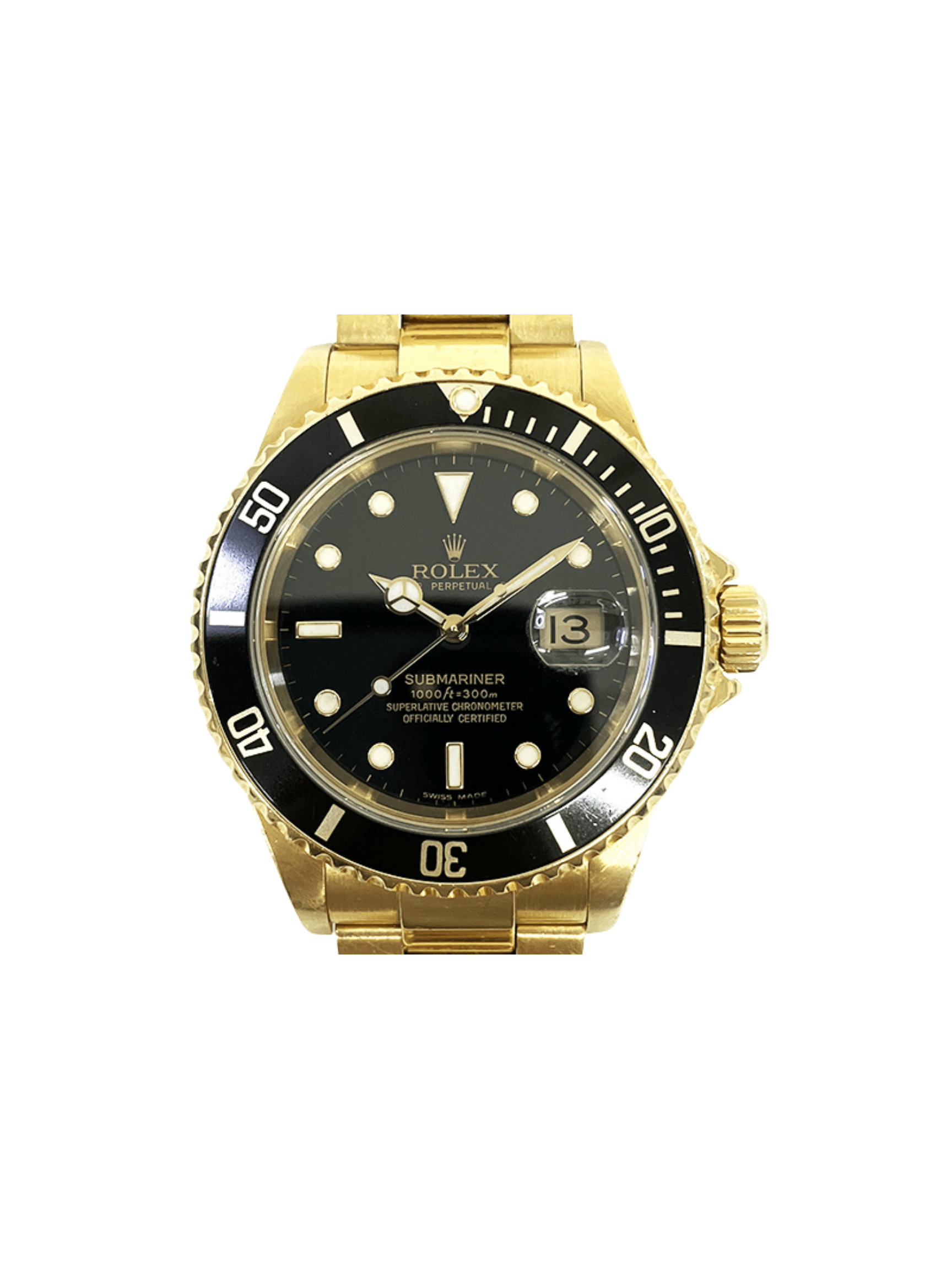 Rolex Submariner Date Black Bezel Yellow Gold Black Dial 16618LN