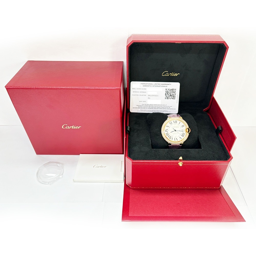 Cartier Ballon Bleu 42mm Rose Gold Silver Roman Dial WJBB0031 Bracelet