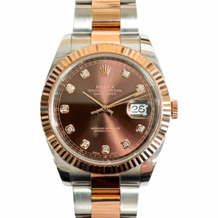 Rolex Datejust 41 Gold/Steel Chocolate Diamond Dial 126331 Bracelet