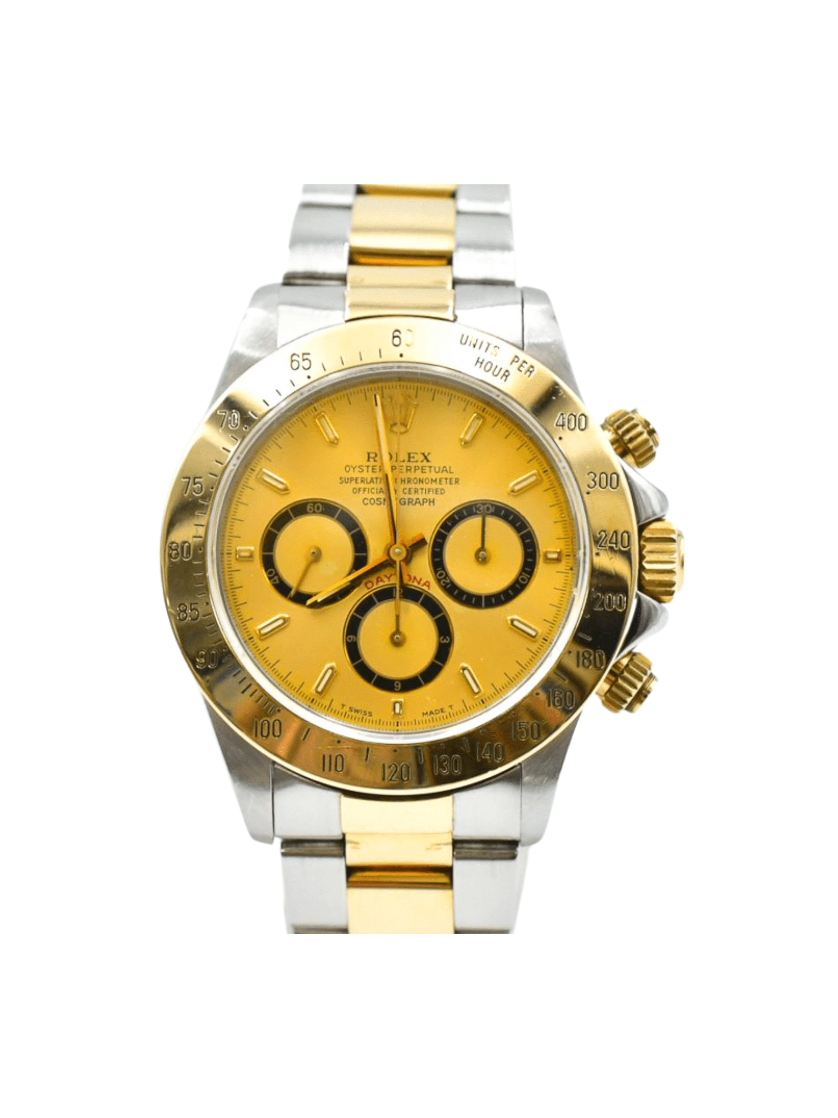 Rolex Daytona Yellow Gold Steel Champagne Dial 16523 Bracelet
