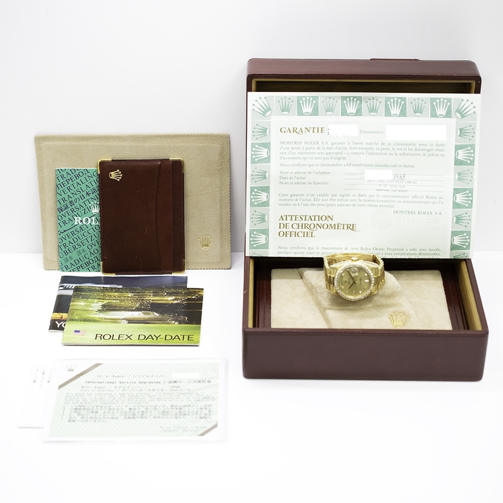 Rolex Day-Date 36 Yellow Gold Diamond Bezel Champagne Diamond Dial 18048