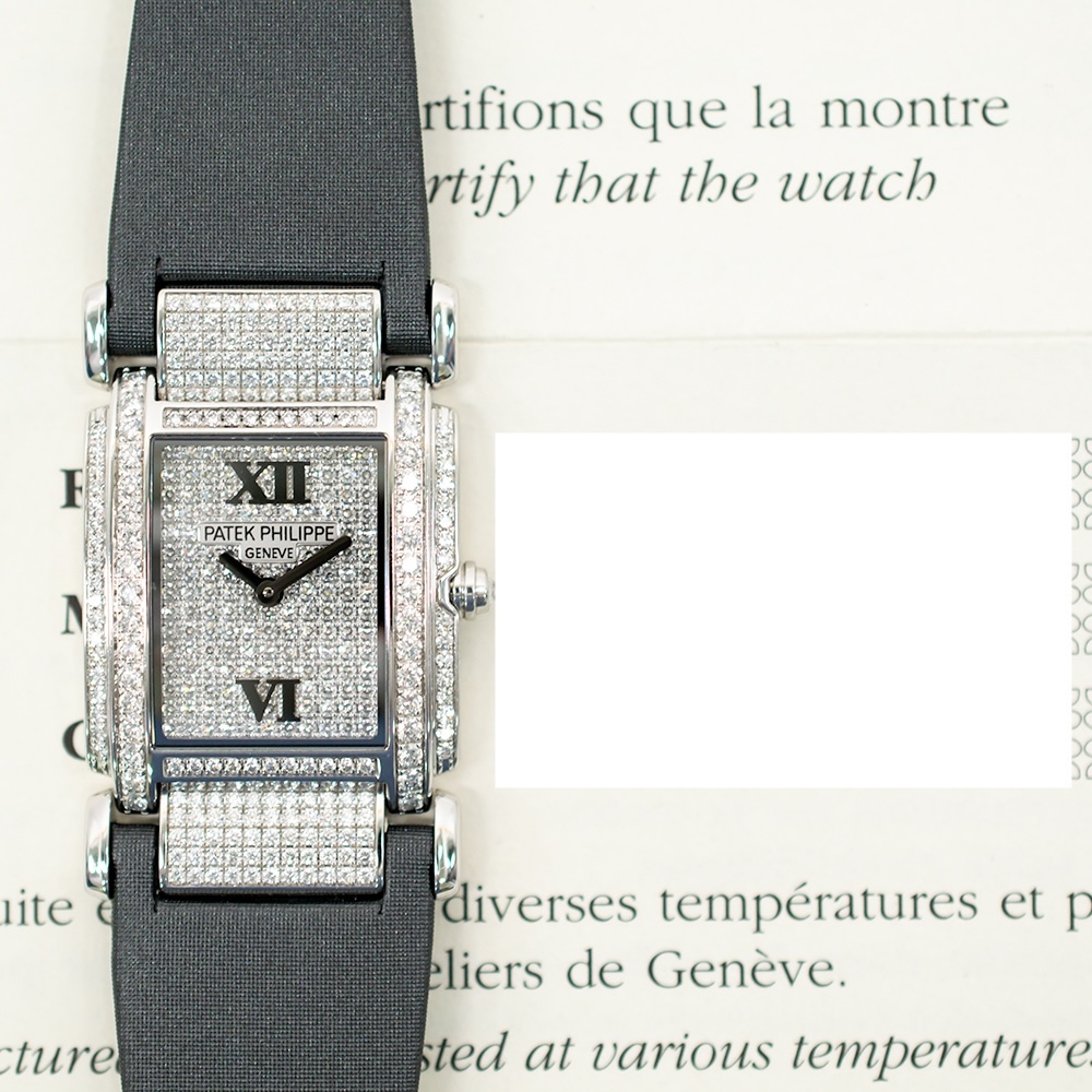 Patek Philippe Twenty-4 White Gold Diamond Bezel Pave Diamond Dial 4910G-001