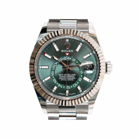 Rolex Sky-Dweller Stainless Steel and White Gold Mint Green Stick Dial 336934