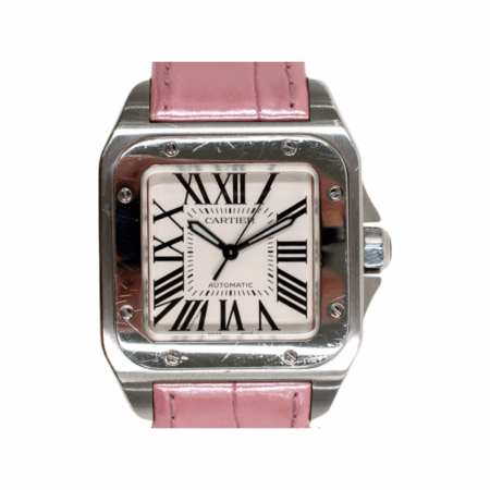 Cartier Santos 100 Stainless Steel Silver Roman Dial W20106X8