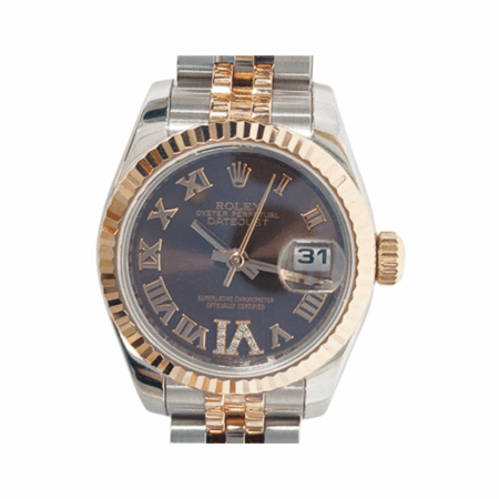 Rolex Lady-Datejust Stainless Steel/Rose Gold Chocolate "VI" Diamond Dial 17917