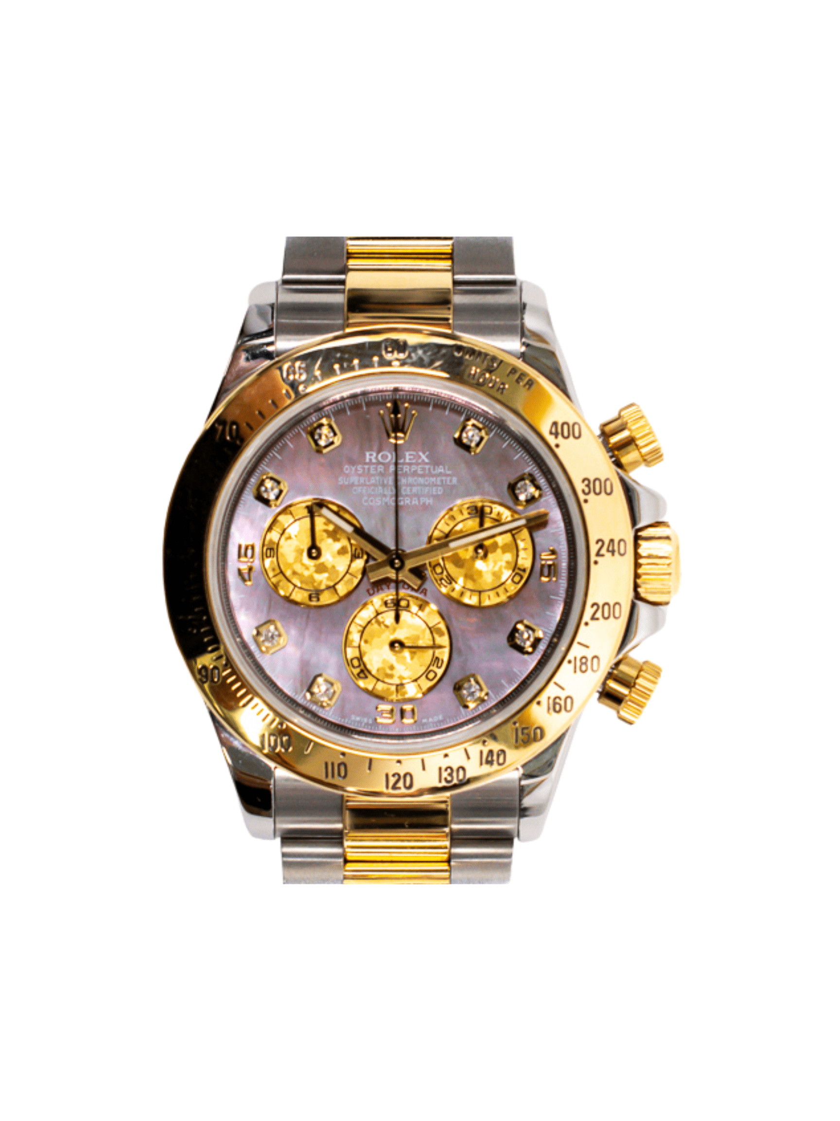 Rolex Daytona Stainless Steel/Yellow Gold Black MOP Diamond Dial 116523NG