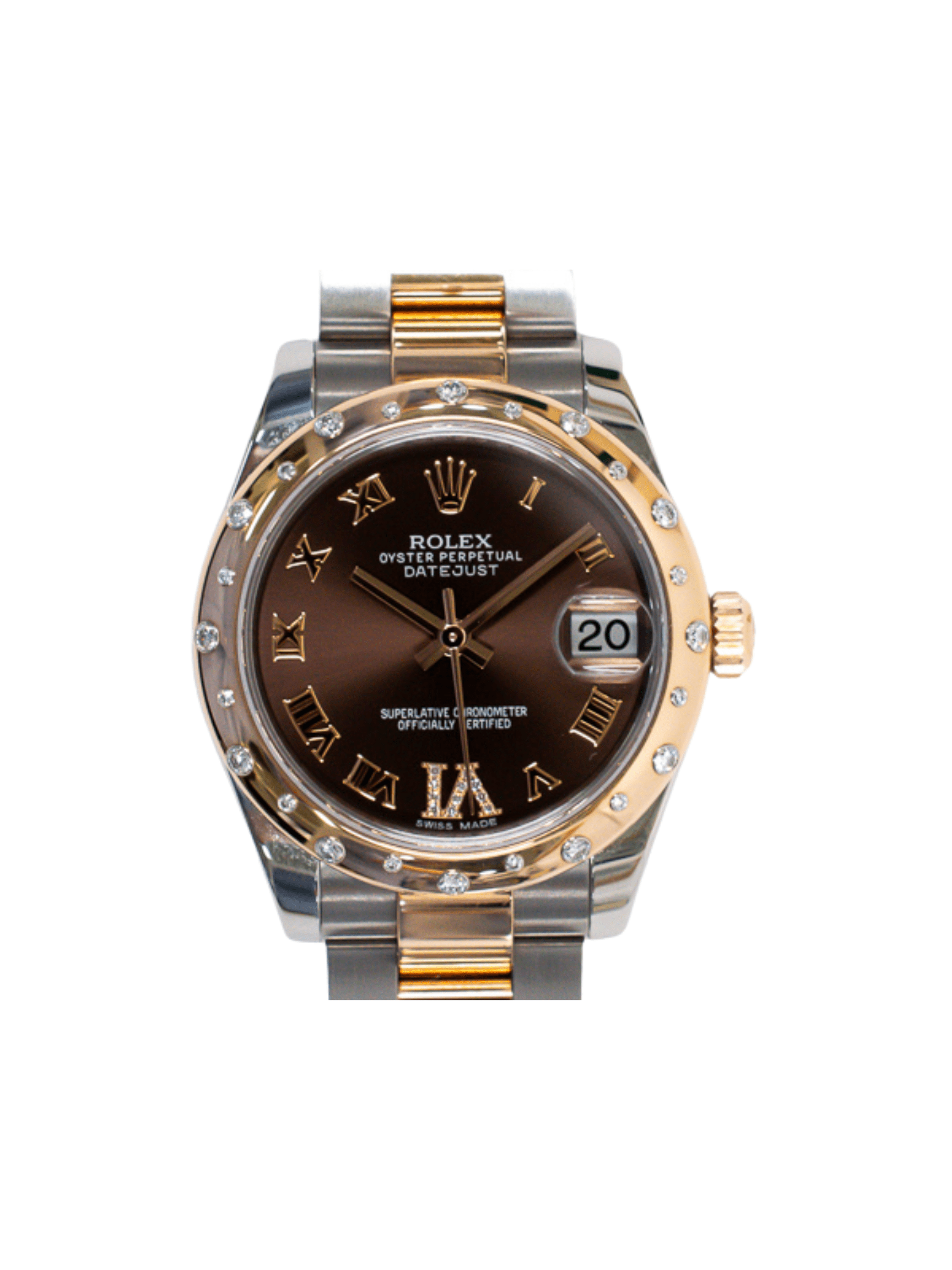 Rolex Datejust 31 Steel and Rose Gold Brown "VI & IX" Diamond 178341