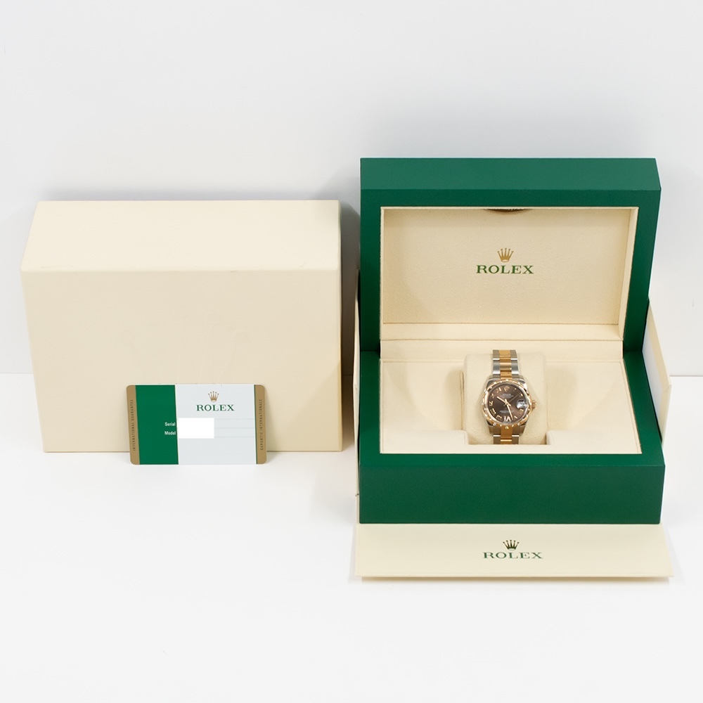 Rolex Datejust 31 Steel and Rose Gold Brown "VI & IX" Diamond 178341