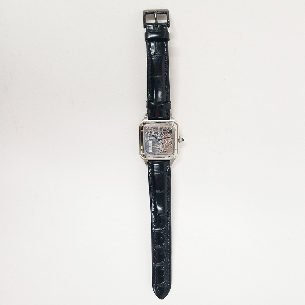 Cartier Santos-Dumont Stainless Steel Skeleton Dial WHSA0032