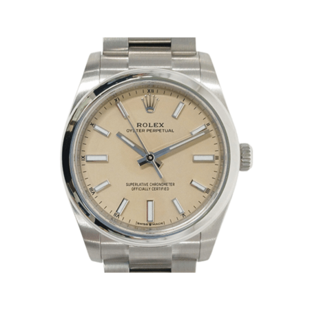 Rolex Oyster Perpetual Stainless Steel Beige Stick Dial 124200