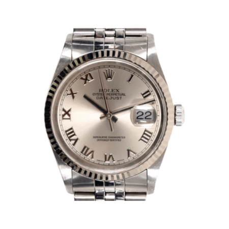 Rolex Datejust 36 Stainless Steel/White Gold Silver Roman Dial 16234
