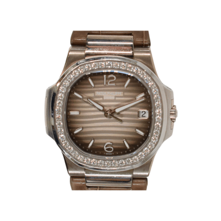 Patek Philippe Nautilus White Gold Diamond Bezel Grey Dial 7010G-012