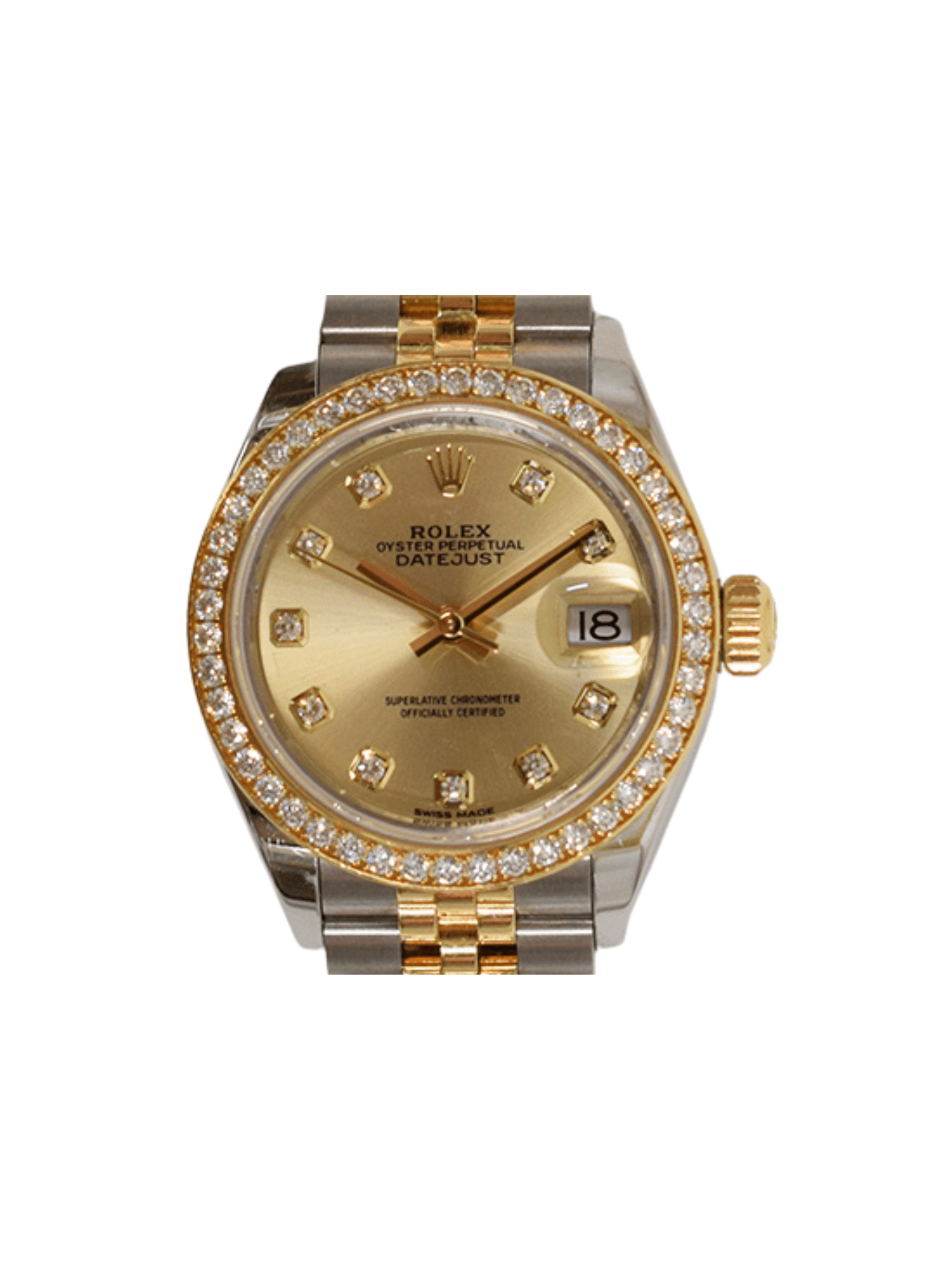 Rolex Lady-Datejust Stainless Steel Yellow Gold Champagne Diamond Dial 279383RBR