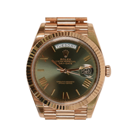 Rolex Day-Date 40 Rose Gold with Olive Green Roman Dial 228235