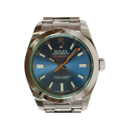 Rolex Milgauss Stainless Steel Green Crystal Blue Dial 116400GV