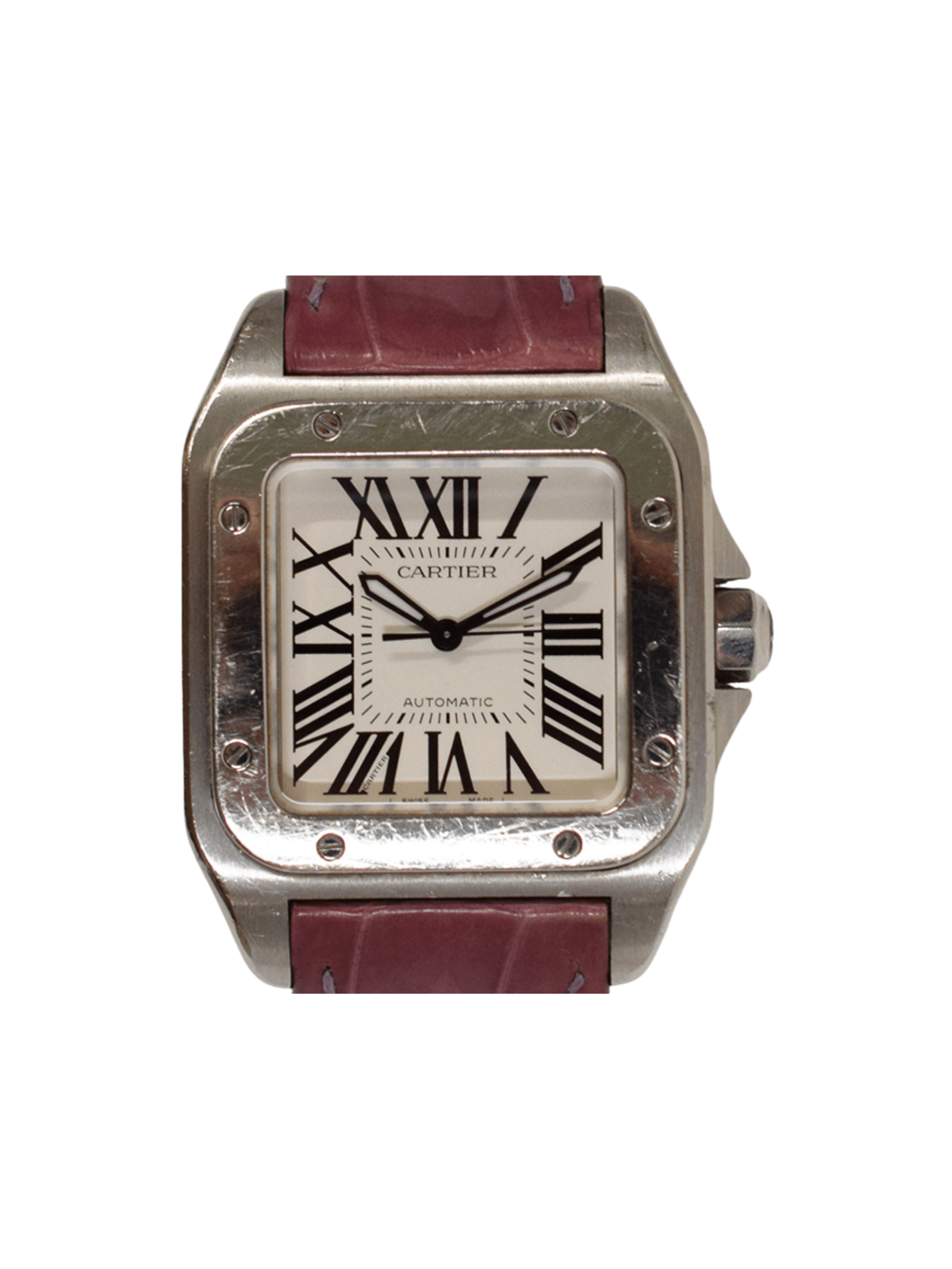 Cartier Santos 100 Medium Stainless Steel Silver Roman Dial W20126X8