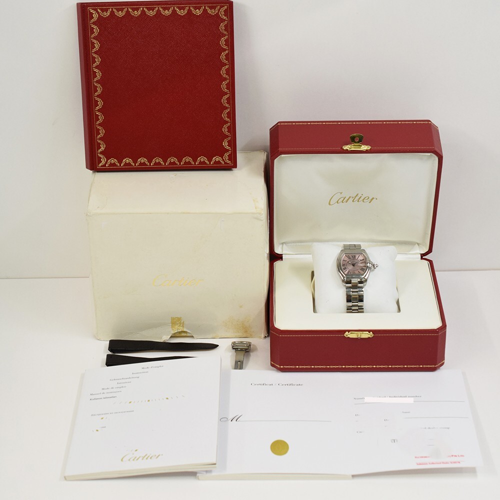 Cartier Roadster Stainless Steel Pink Roman Dial W62017V3