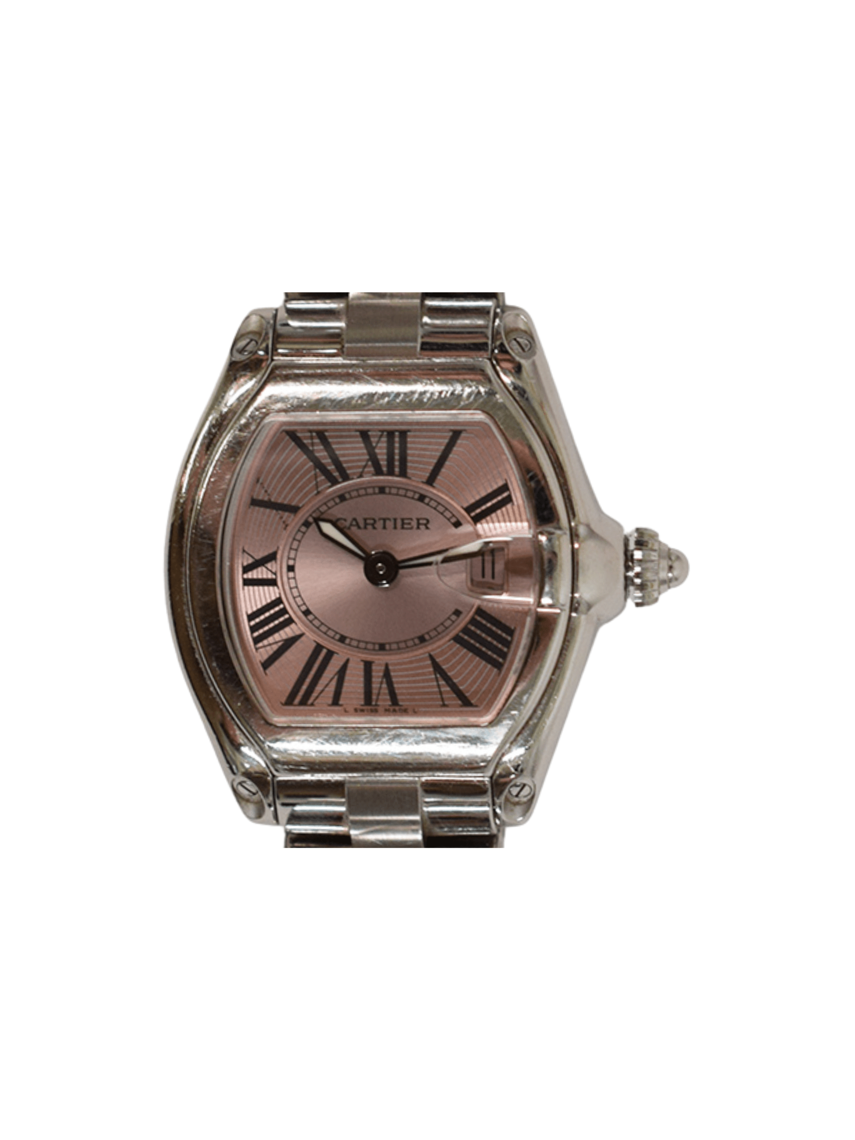 Cartier Roadster Stainless Steel Pink Roman Dial W62017V3