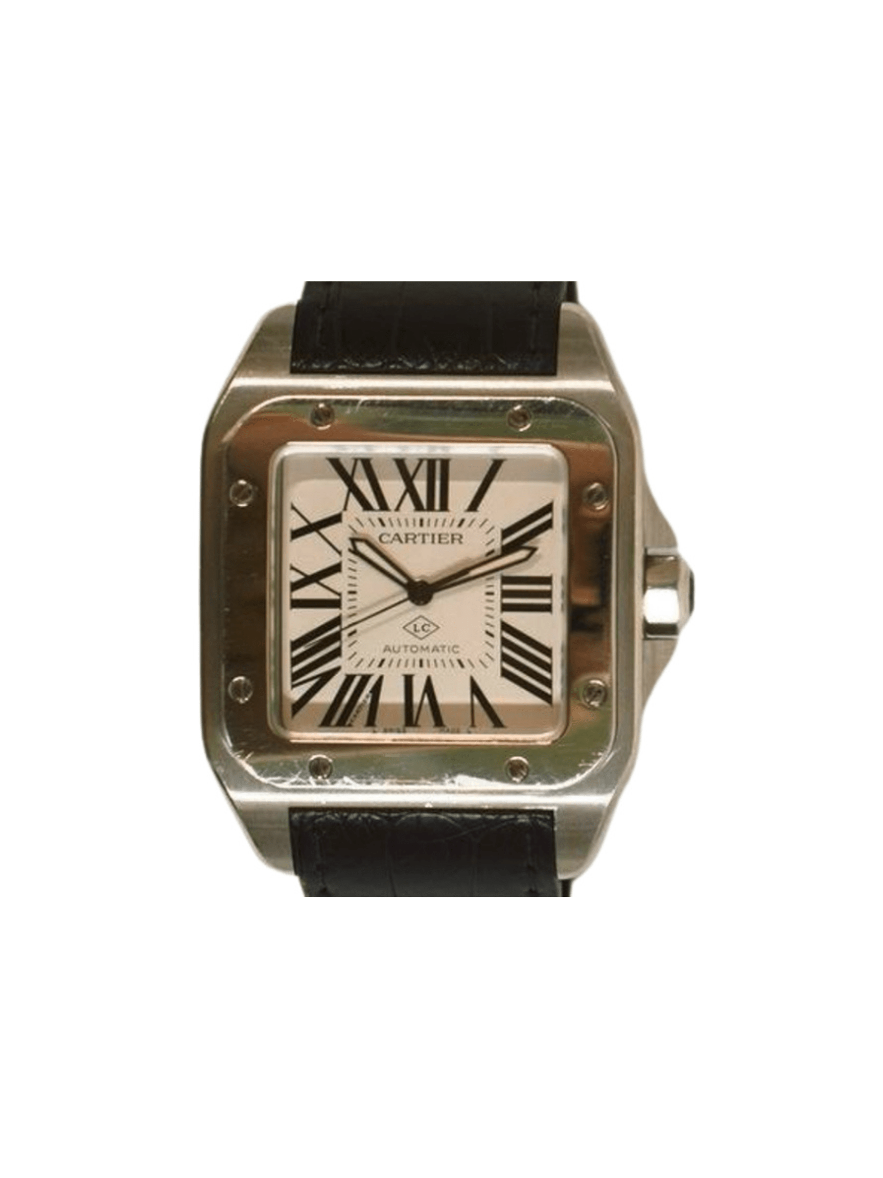 Cartier Santos 100 Medium Stainless Steel Silver Romand Dial WSSA0007