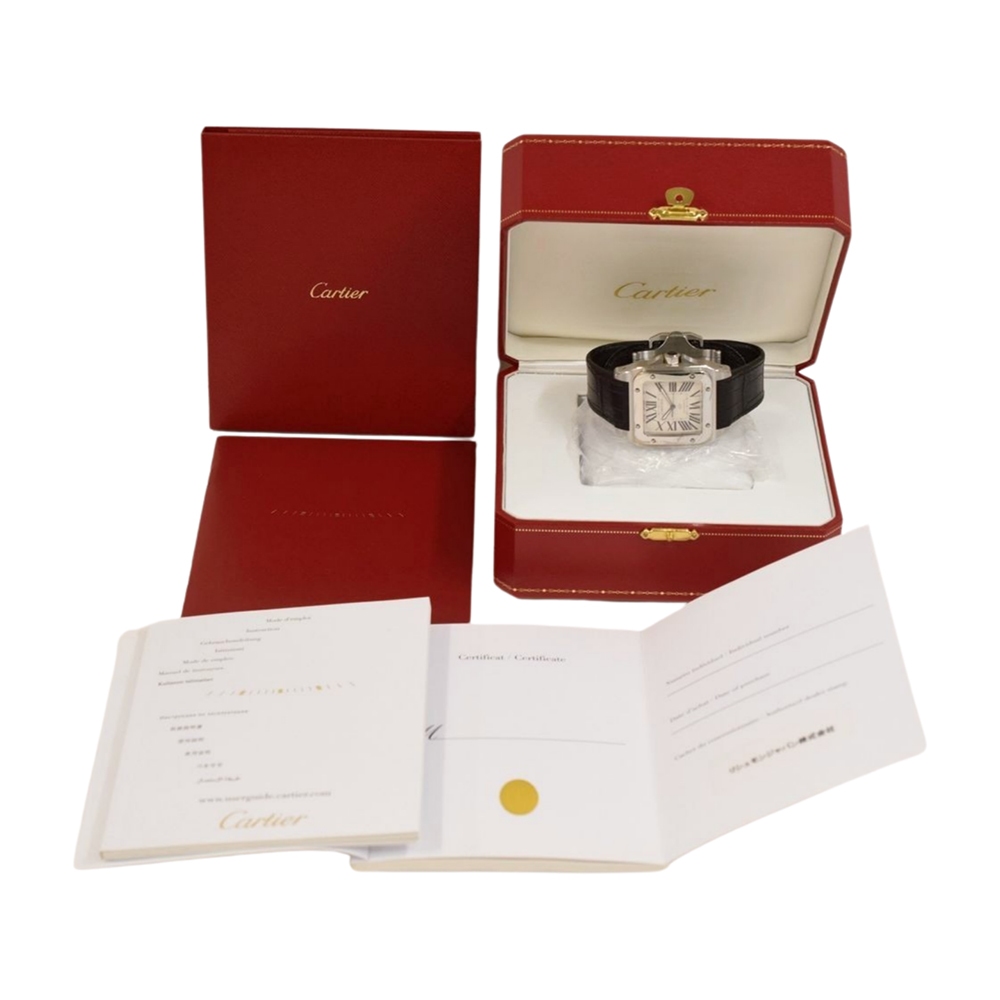 Cartier Santos 100 Medium Stainless Steel Silver Romand Dial WSSA0007