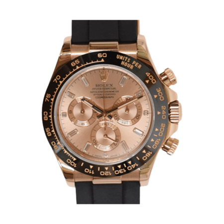 Rolex Daytona Rose Gold Black Ceramic Bezel Pink Diamond Dial 116515LN