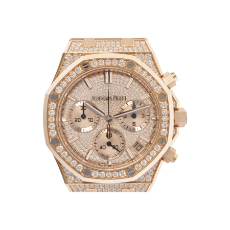 Audemars Piguet Royal Oak Chronograph Rose Gold Diamond Set Pave Diamond Dial 26242OR.ZZ.1322OR.02