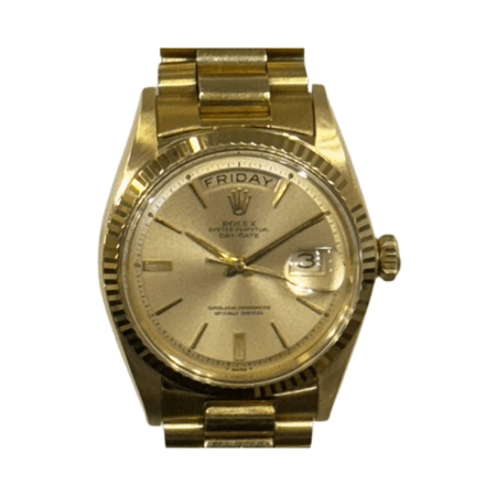 Rolex Day-Date President Complications 36mm Yellow Gold Champagne Stick Dial 1803