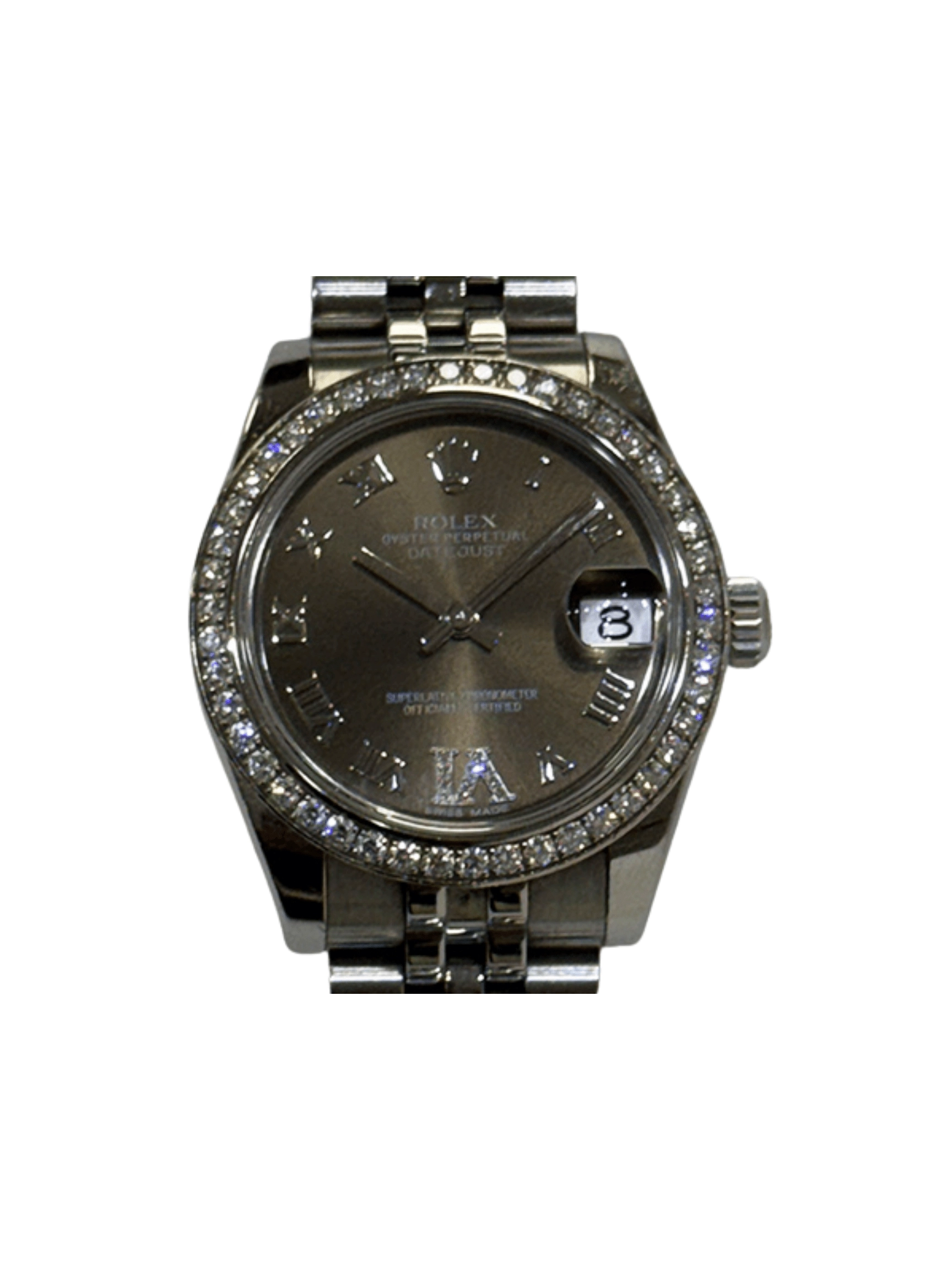 Rolex Datejust 31 Stainless Steel and White Gold Dark Grey VI Diamond Dial 178384