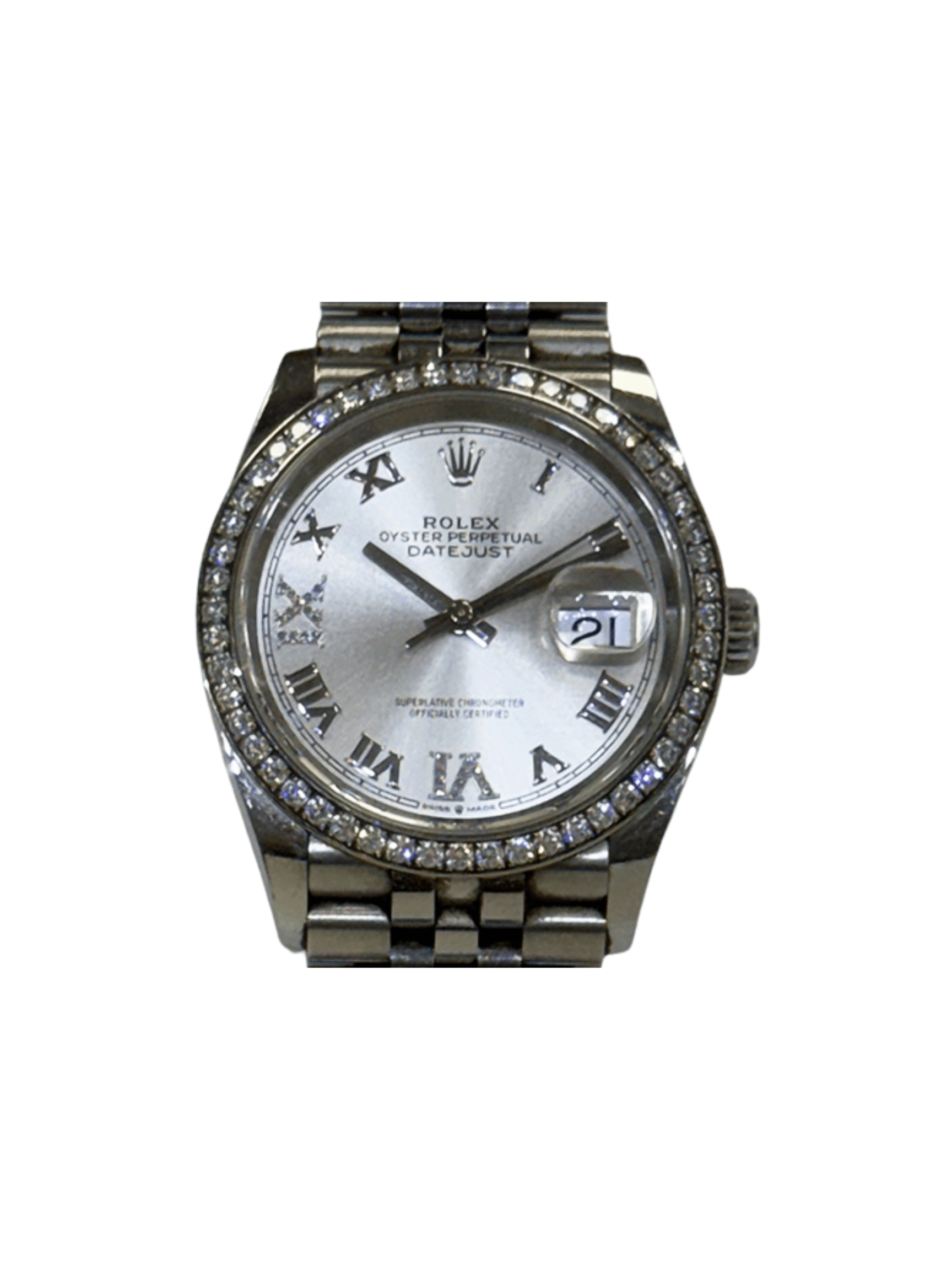 Rolex Datejust 36 Steel and White Gold Silver "VI&IX" Diamond Dial 126284RBR