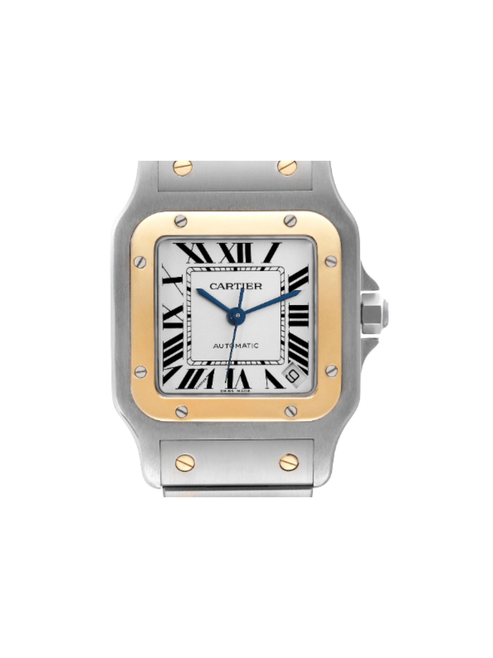 Cartier Santos XL Stainless Steel Yellow Gold Silver Romand Dial W20099C4