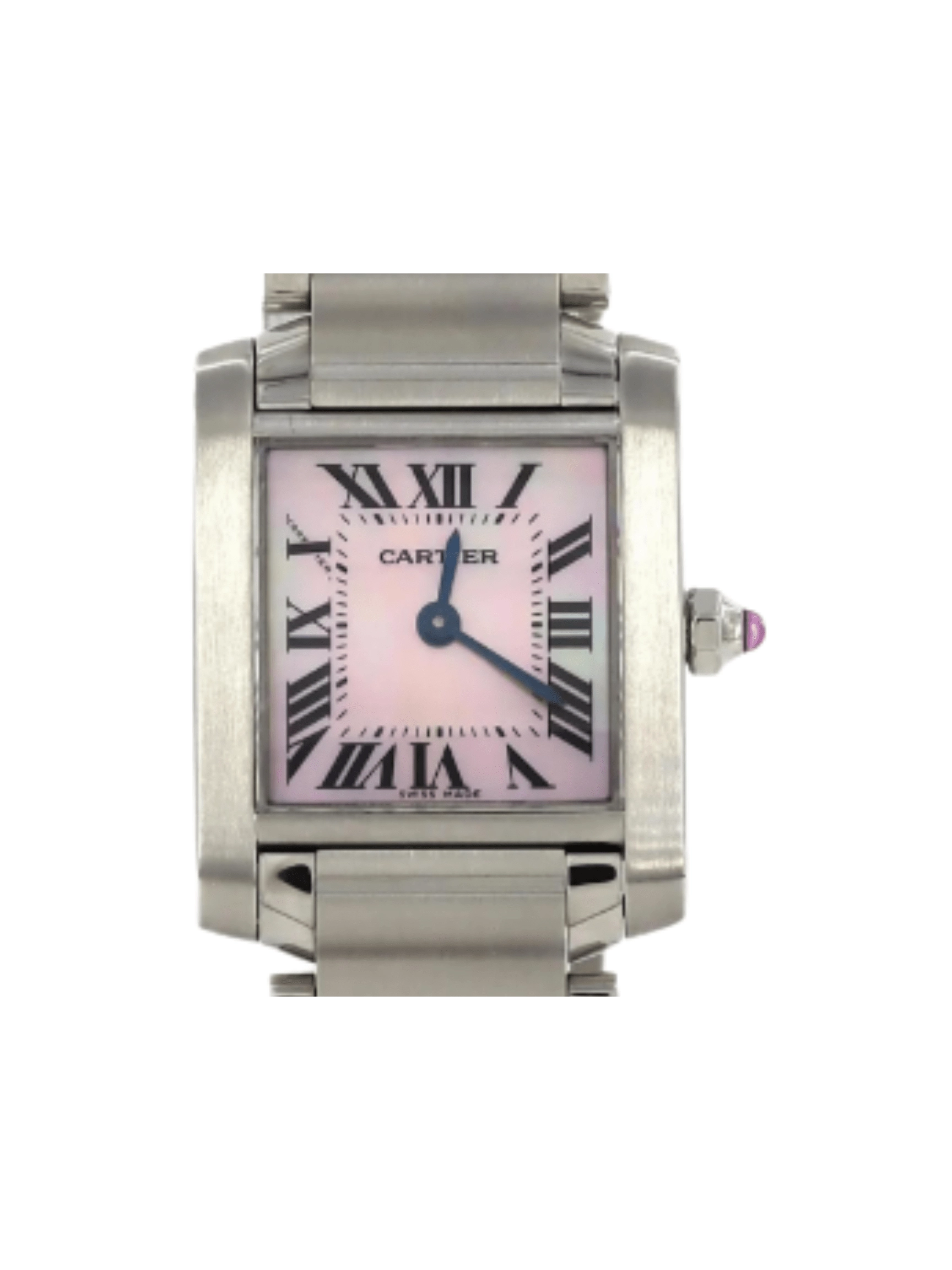 Cartier Tank Francaise Small Stainless Steel Pink MOP Roman Dial W51028Q3