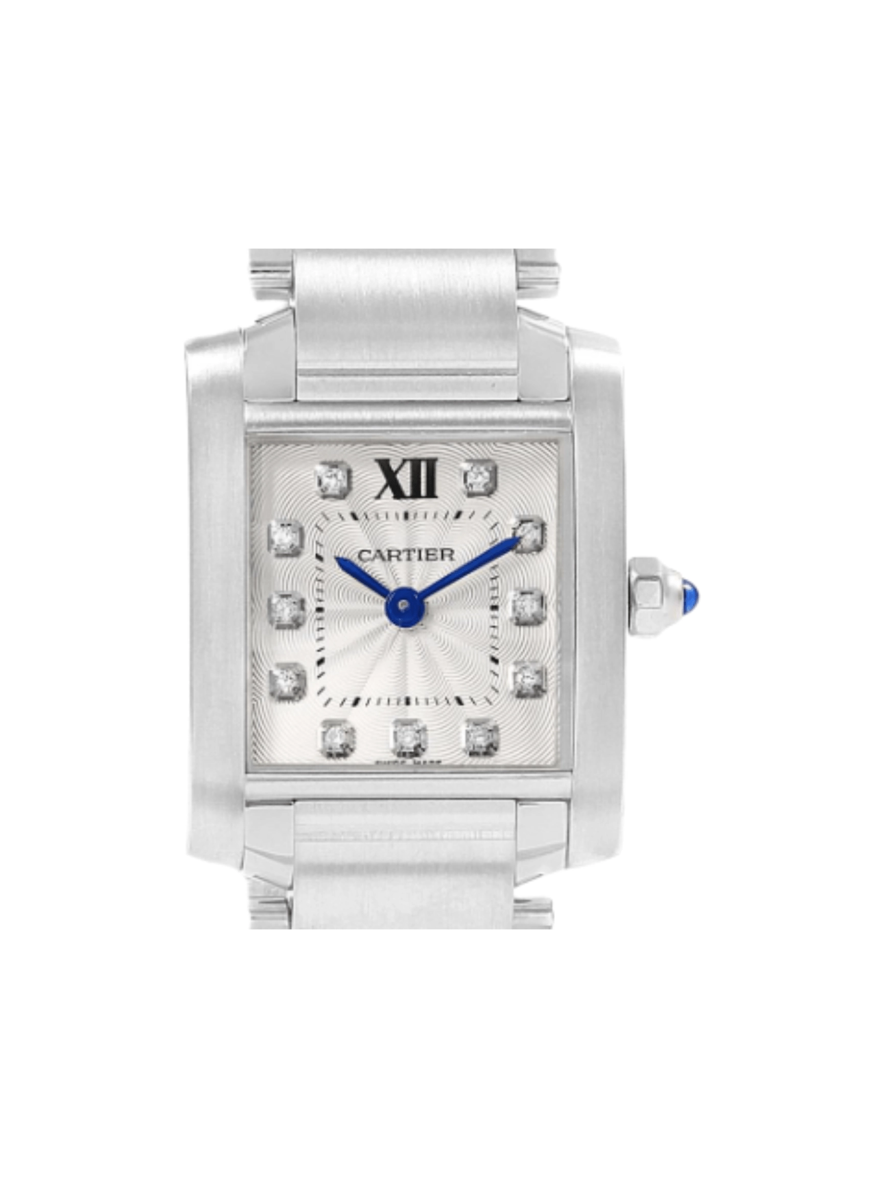 Cartier Tank Stainless Steel Silver Diamond Dial WE110006