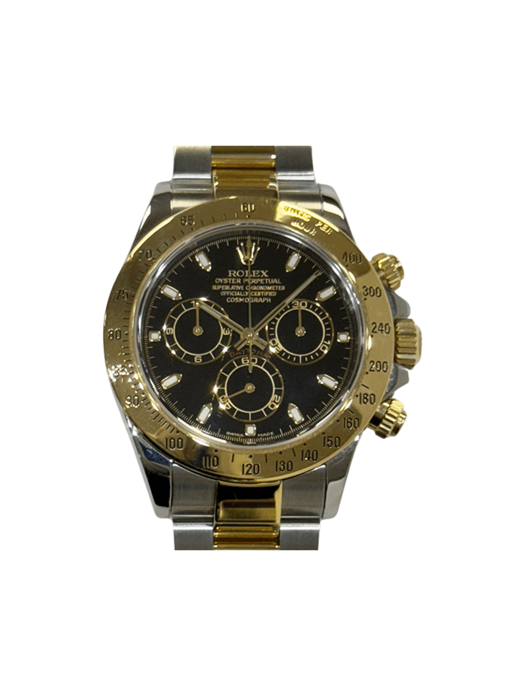 Rolex Daytona Stainless Steel Yellow Gold Black Dial 116523